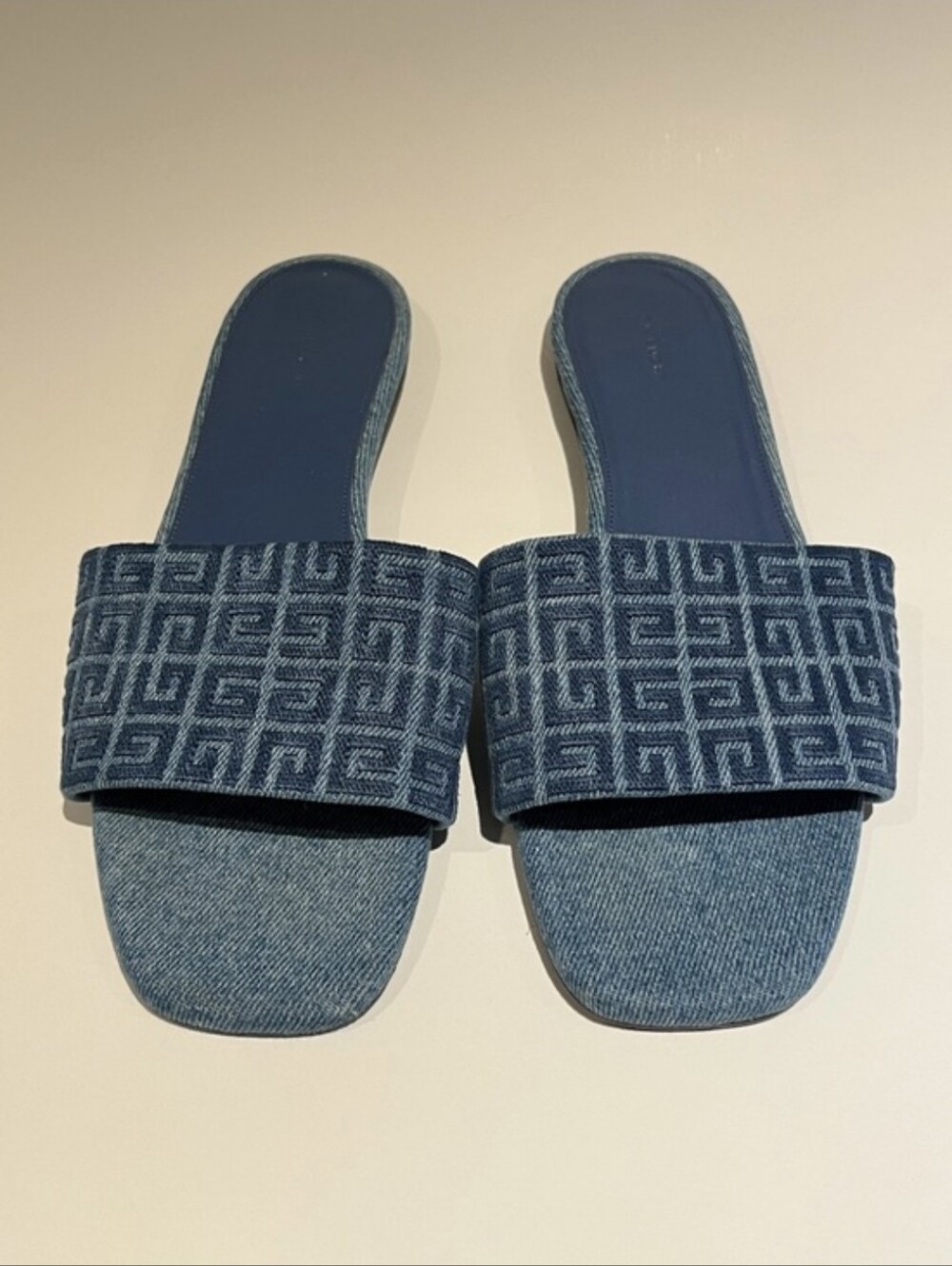 Givenchy Denim Blue Logo Slide Sandals - Women